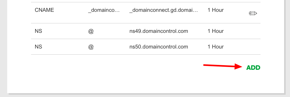 ADD 버튼을 눌러서 DNS 레코드 추가한다