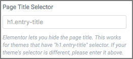 Page Title Selector 기본 값으로는 h1.entry-title 이라고 적혀있다